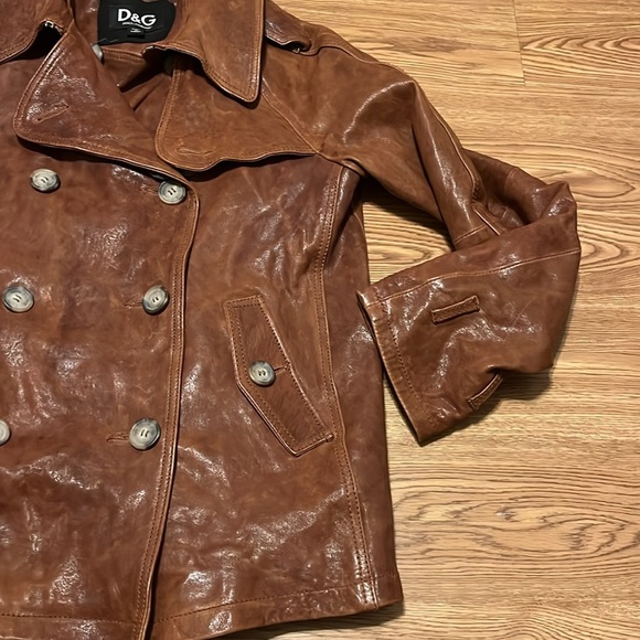 Dolce & Gabbana Women's Cognac Brown Leather Jacket Size 40 (~US Medium). - Picture 4 of 12
